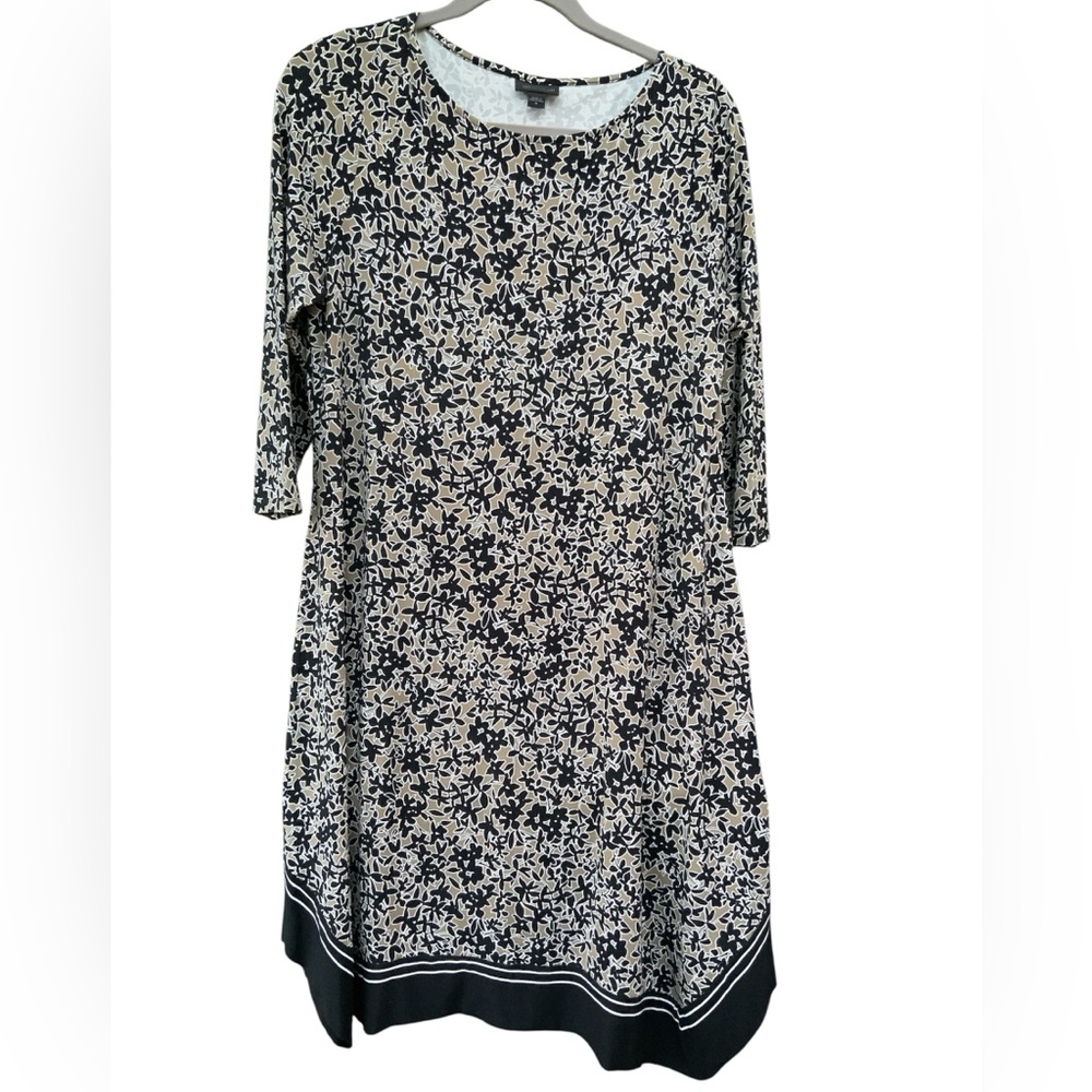 J. Jill Elegant Black and Cream Patterned Midi Dress‎